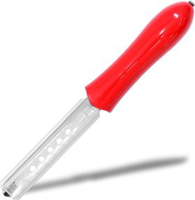 img 3 attached to 🔪 Seki Japan Long Vegetable Peeler - Stainless Steel Blade, Red Plastic Handle with Safety Cover