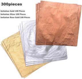 img 2 attached to 🎨 300-Piece Pangda Gilding Foil Set: Imitation Gold, Silver, and Copper Leaf for DIY Art and Craft Decoration