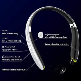 img 1 attached to 🎧 2021 Upgraded LOVOCOO Neckband Bluetooth Headphones with Retractable Earbuds, Noise Cancelling Wireless Stereo Earphones for Sports and Office with Mic - Includes Carry Case (White)