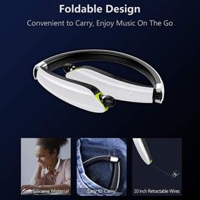img 3 attached to 🎧 2021 Upgraded LOVOCOO Neckband Bluetooth Headphones with Retractable Earbuds, Noise Cancelling Wireless Stereo Earphones for Sports and Office with Mic - Includes Carry Case (White)