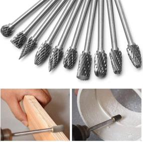 img 1 attached to Premium Quality Bestgle 10pcs 3mm Shank Tungsten Carbide Double Cut Rotary Burr Die 🔥 Grinder Bits for Efficient Carving and Grinding - Fits Dremel Rotary Tool, Long 100mm Shank Length