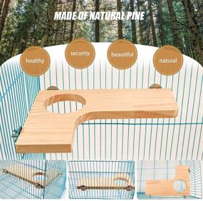 img 1 attached to 🌳 Natural Wooden L-Shaped Platform for Squirrels, Gerbils, Chinchillas, and Dwarf Hamsters - Set of 3 Pieces - Ideal Cage Accessories for Hamster and Chinchilla, Also Suited for Birds and Parrots' Activity Playground