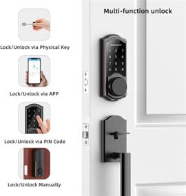 img 2 attached to 🔒 SMONET Keyless Entry Door Lock with Smart Deadbolt, Bluetooth Electronic Front Door Keypad, Touchscreen Digital, Remote Share Codes, Send ekeys, Free APP, Easy to Install for Home, Apartment