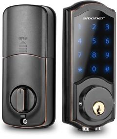 img 4 attached to 🔒 SMONET Keyless Entry Door Lock with Smart Deadbolt, Bluetooth Electronic Front Door Keypad, Touchscreen Digital, Remote Share Codes, Send ekeys, Free APP, Easy to Install for Home, Apartment
