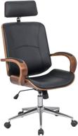 black bentwood swivel chair with high back, pu leather seat, headrest, armrest, and height adjustment for office furniture by ids home logo