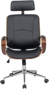 img 3 attached to Black Bentwood Swivel Chair with High Back, PU Leather Seat, Headrest, Armrest, and Height Adjustment for Office Furniture by IDS Home