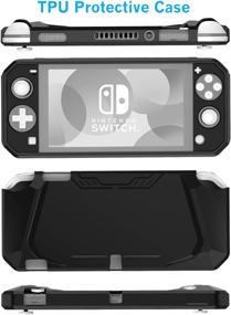 img 2 attached to 🎮 HEYSTOP Soft TPU Protective Case for Nintendo Switch Lite with Tempered Glass Protector and Thumb Stick Caps - Black