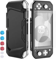 🎮 heystop soft tpu protective case for nintendo switch lite with tempered glass protector and thumb stick caps - black logo