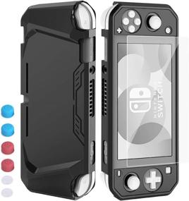 img 4 attached to 🎮 HEYSTOP Soft TPU Protective Case for Nintendo Switch Lite with Tempered Glass Protector and Thumb Stick Caps - Black