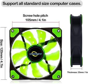 img 1 attached to Вентилятор корпуса ПК CONISY 120 мм, супер тихий компьютер с высокой производительностью вентиляции и светодиодными охлаждающими вентиляторами - зеленый (2 шт)