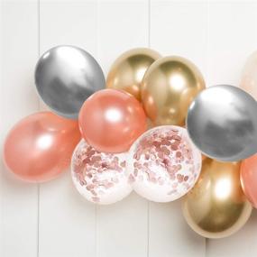 img 1 attached to 🎈 Exquisite Rose Gold Silver Balloons Kit: 50 pcs 12 Inches Metallic Latex Balloons with Ribbon – Perfect for Baby Shower, Birthday Party Backdrop Decorations