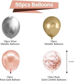 img 3 attached to 🎈 Exquisite Rose Gold Silver Balloons Kit: 50 pcs 12 Inches Metallic Latex Balloons with Ribbon – Perfect for Baby Shower, Birthday Party Backdrop Decorations