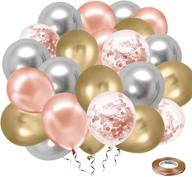 🎈 exquisite rose gold silver balloons kit: 50 pcs 12 inches metallic latex balloons with ribbon – perfect for baby shower, birthday party backdrop decorations логотип