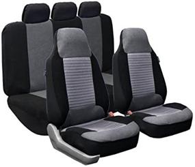 img 3 attached to FH Group FB107GRAY115 Seat Cover (Premium Fabric Full Set Airbag Compatible Gray)