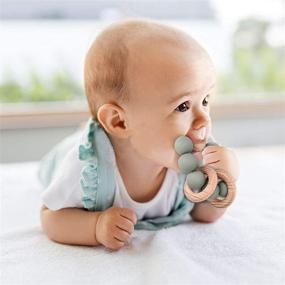 img 2 attached to 🍼 Socub Organic Baby Teething Toy: Silicone and Wooden Teether for Mouth Sensory Exploration, BPA Free – Sage, 3+ Months