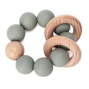 img 4 attached to 🍼 Socub Organic Baby Teething Toy: Silicone and Wooden Teether for Mouth Sensory Exploration, BPA Free – Sage, 3+ Months