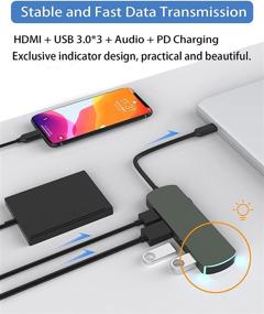 img 2 attached to Ultimate USB-C Laptop Docking Station: 6-in-1 Triple Display Adapter for MacBook & Windows (HDMI VGA PD3.0 SD TF Reader Ethernet 4 USB Ports)