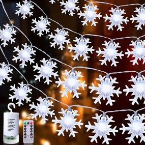 img 4 attached to 🎄 Illuminate Your Holiday Décor with TURNMEON 100LED 33Ft Christmas Snowflake String Lights – Timer, Remote, and 8 Modes included!