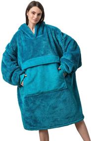 img 1 attached to 🔵 Cozy Oversized Hoodie Blanket Sweatshirt in Sky Blue - Ultra-Soft, Reversible Sherpa Comfort, One Size Fits All