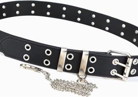 img 1 attached to Double Grommet Belt Women PU Leather Waist Belts Detachable Women's Accessories