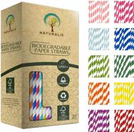 🌈 1000 pack of multicolor biodegradable paper straws by naturalik - premium eco-friendly bulk drinking straws for juices, restaurants, and party supplies, 7.7&#34; (multi-color, 1000ct) logo