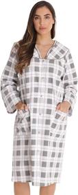 img 3 attached to 🏠 Dreamcrest Ladies' Snap-Front Flannel House Coat Duster Robe with Convenient Pockets