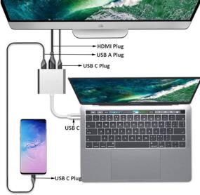 img 1 attached to 4K Portable Dock - USB C to HDMI Adapter with PD Charger, QCEs USB-C Multiport Hub for Samsung Dex Station, Galaxy S20, S10+, S9, S8 Plus, Note 10/9, Tab S4, MacBook Pro/Air 2019, iPad Pro