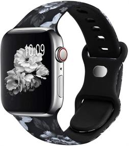 img 4 attached to 🌸 Орибир Элегантный цветочный ремешок для часов Apple Watch - Совместим с 38мм / 40мм / 41мм - Мягкий силиконовый ремешок с печатью узора на замену для Apple Watch серии SE/7/6/5/4/3/2/1 - Женский ремешок для iWatch