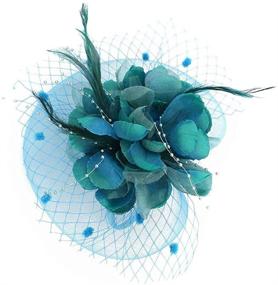 img 4 attached to Цветочная повязка на голову с сеткой для коктейля Fascinator