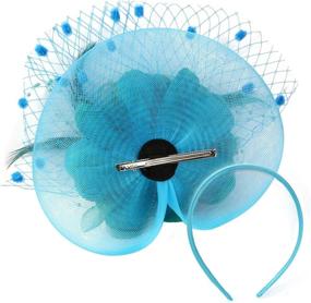 img 1 attached to Цветочная повязка на голову с сеткой для коктейля Fascinator