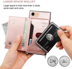 img 1 attached to 👛 KIHUWEY Crossbody Lanyard Zipper Wallet Phone Case with Credit Card Holder and Wrist Strap - Compatible with iPhone SE 2020, iPhone 8, iPhone 7 - Protective Purse Cover for 4.7 Inch Rose Gold iPhone 7/8/SE 2020