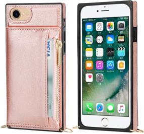 img 2 attached to 👛 KIHUWEY Crossbody Lanyard Zipper Wallet Phone Case with Credit Card Holder and Wrist Strap - Compatible with iPhone SE 2020, iPhone 8, iPhone 7 - Protective Purse Cover for 4.7 Inch Rose Gold iPhone 7/8/SE 2020