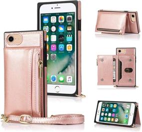 img 4 attached to 👛 KIHUWEY Crossbody Lanyard Zipper Wallet Phone Case with Credit Card Holder and Wrist Strap - Compatible with iPhone SE 2020, iPhone 8, iPhone 7 - Protective Purse Cover for 4.7 Inch Rose Gold iPhone 7/8/SE 2020