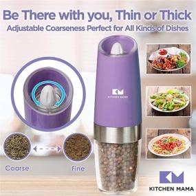 img 1 attached to Kitchen Mama Electric Grinder: One-Flip Trigger for Grinding, Black Peppercorns 🔮 and Sea Salt Shaker, Battery Operated Refillable Mill with Adjustable Coarseness - Purple