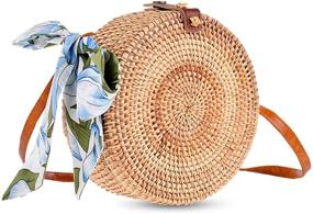 img 4 attached to Rattan Handbags Circle Crossbody Adjustable