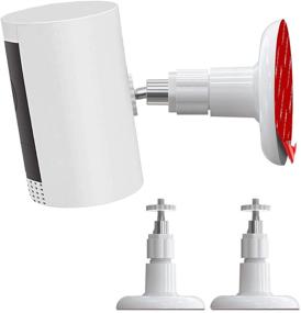 img 4 attached to 📷 2-Pack Wall Mount for Ring Stick Up Cam Wired/Battery and Ring Indoor Cam HD Security Camera - 360 Degree Adjustable Screwless Bracket, 2 Installation Options: VHB Stick-On or Screws