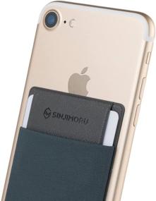 img 4 attached to Растяжимый футляр из ткани Sinjimoru для карт для iPhone и Android - Sinji Pouch Flap Grey