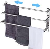 🛀 mlesi towel bars: adjustable 17-31 inch freestanding bathroom towel rack with hooks, durable stainless steel 3-tiers ladder towel rails wall mounted bathroom towels shelves rack, includes adhesive mounting option logo