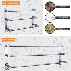 img 1 attached to 🛀 Mlesi Towel Bars: Adjustable 17-31 Inch Freestanding Bathroom Towel Rack with Hooks, Durable Stainless Steel 3-Tiers Ladder Towel Rails Wall Mounted Bathroom Towels Shelves Rack, includes Adhesive Mounting Option