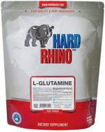 🥫 high-quality l-glutamine powder by hard rhino - 1 kilogram (2.2 lbs), unflavored, lab-tested - includes scoop logo