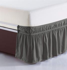 img 4 attached to 💤 Orient Home Collection De Moocci Luxury Elastic Bed Wrap Ruffled Bed Skirt - 16inch Drop, Platform-Free - Grey - Queen/King Sizes - 100% Polyester