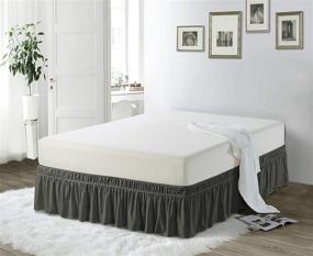 img 1 attached to 💤 Orient Home Collection De Moocci Luxury Elastic Bed Wrap Ruffled Bed Skirt - 16inch Drop, Platform-Free - Grey - Queen/King Sizes - 100% Polyester