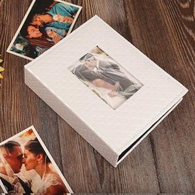 img 2 attached to RECUTMS 200 Pocket Album 4x6 Small Photo Albums with PU Leather Cover - Perfect Wedding, Family, Baby, Anniversary, Graduation, and Travel Album - Personalized Cover Photo Book in White