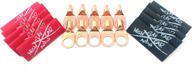 🔌 (pack of 10) 8 gauge copper ring terminals with 3/8-inch red/black heat shrink tubing lugs logo