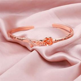 img 3 attached to 💐 HOLLP Maid of Honor Gift: A Timeless Cuff Bracelet Celebrating Eternal Friendship with Rose Flower Detail – Perfect Wedding Jewelry and Memorable Proposal Gift for Your Maid of Honor