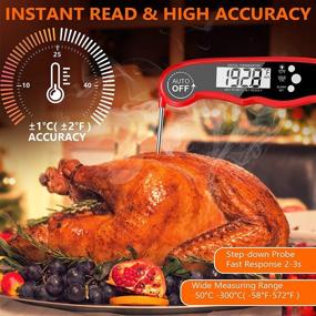 img 2 attached to 🔥 Ordinary Digital Meat Food Thermometer - Kitchen Cooking Thermometer for Oven, Grill, and BBQ - Dual Probe - Red