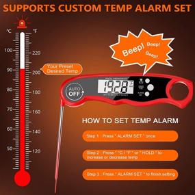 img 1 attached to 🔥 Ordinary Digital Meat Food Thermometer - Kitchen Cooking Thermometer for Oven, Grill, and BBQ - Dual Probe - Red