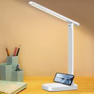 🔌 touch control led desk lamp - anti-blue light reading lamp, no flicker table lamp with usb charging, foldable & eye-caring - ideal for office, home, dormitory - white логотип