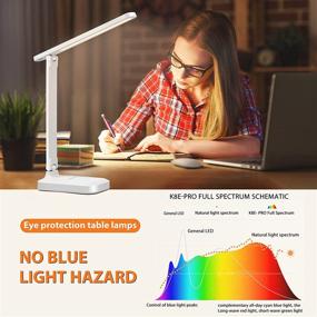 img 1 attached to 🔌 Touch Control LED Desk Lamp - Anti-Blue Light Reading Lamp, No Flicker Table Lamp with USB Charging, Foldable & Eye-Caring - Ideal for Office, Home, Dormitory - White