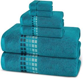 img 3 attached to Luxurious 6 Piece Teal Towel Set - Premium 100% Cotton, Soft & Absorbent Bath, Hand, and Washcloth Bundle - Trio Collection